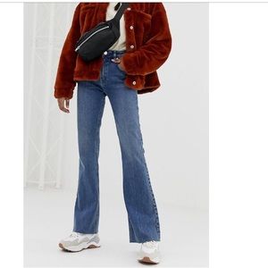 MID GREEN RIGID FLARE DENIM JEANS